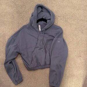 ALO Yoga Women's blue/gray Cropped Hoodie